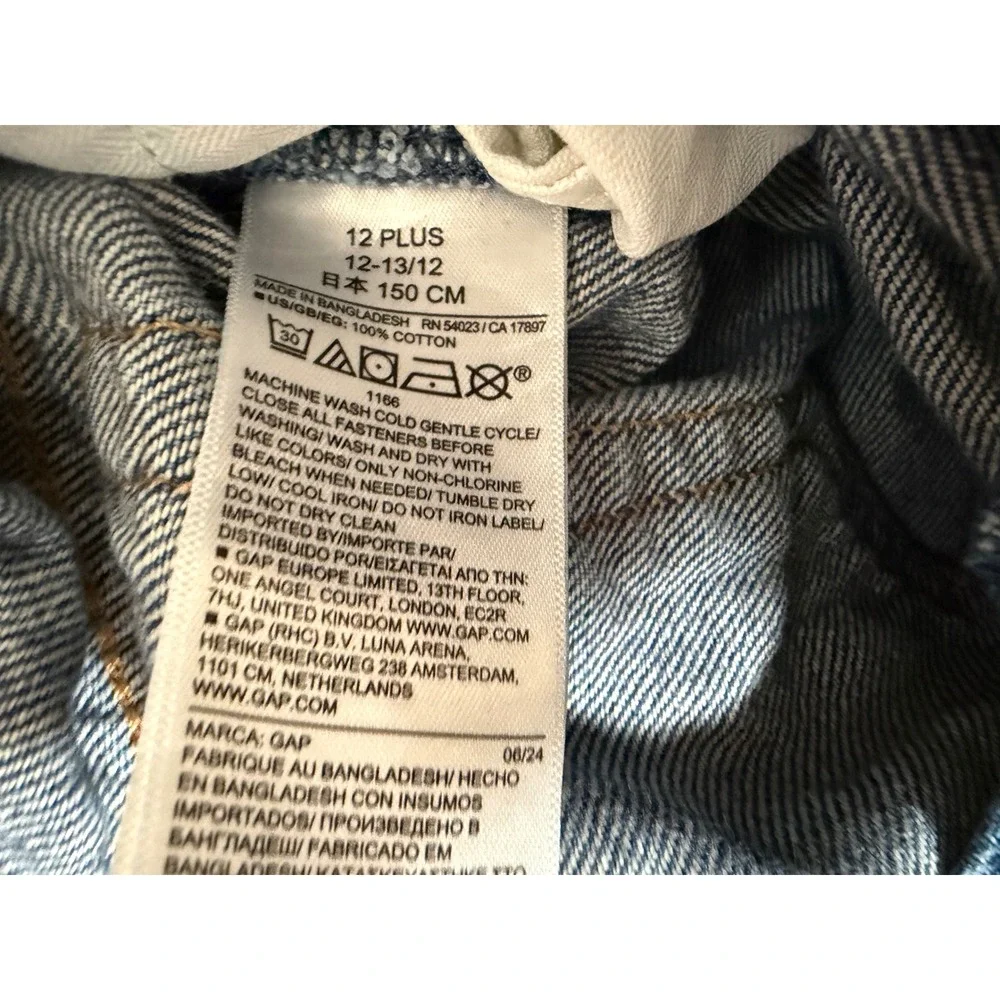 GAP Kids Baggy Jeans Medium Wash Distressed Wide Leg Denim Size 12 Plus